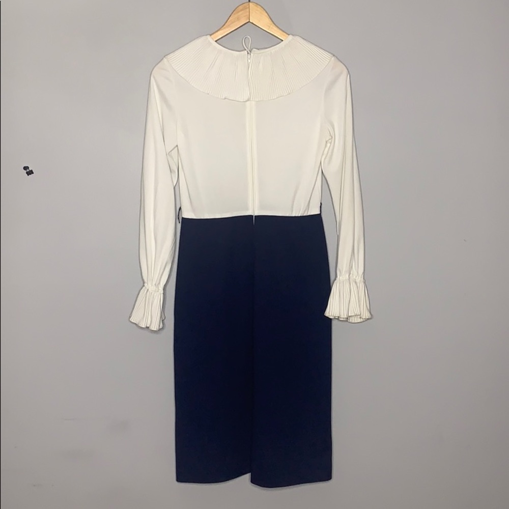 Vintage Navy & White Ruffle Dress Stretch S/M - Picture 8 of 10